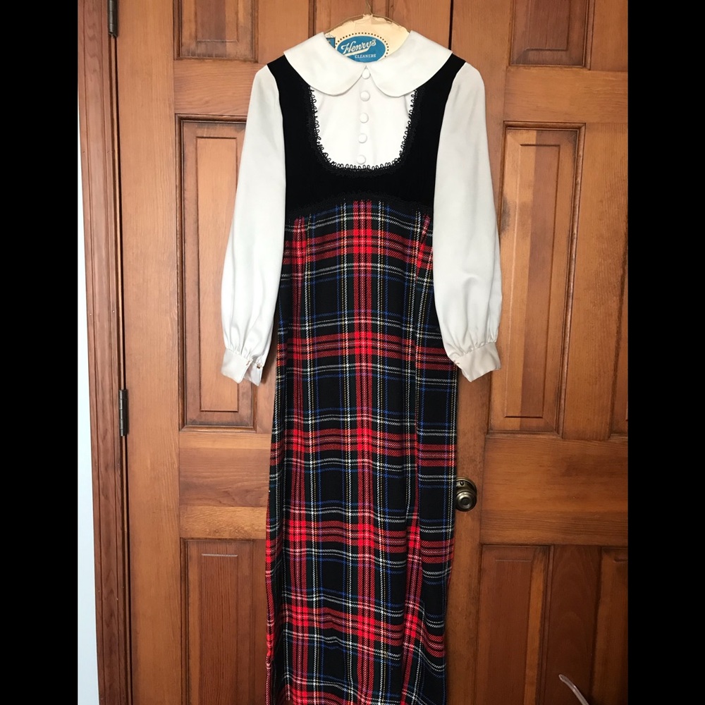 Vintage 1960s Plaid Long Dress